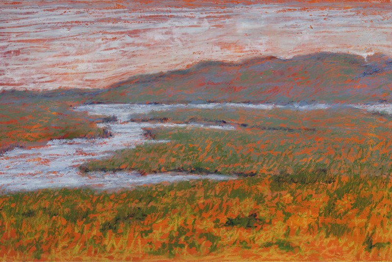 Lake Winnipesaukee, Castle in the Clouds, oil, 18 x 30″